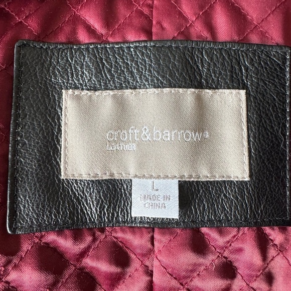 Croft & Barrow Black 100% Leather Button Down Jacket Women L Classic Vintage Y2K - Picture 5 of 5